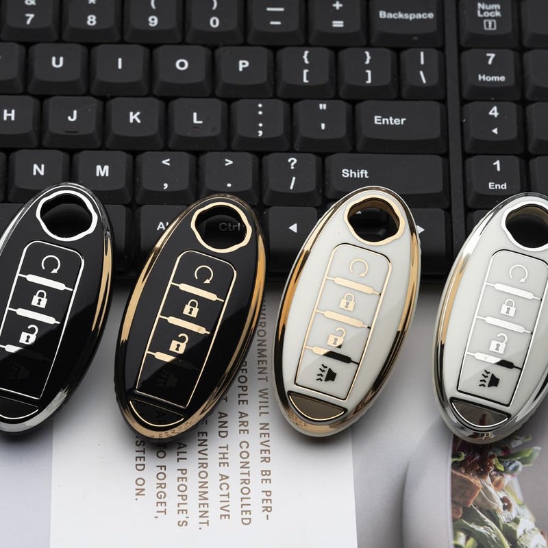 Tautrophen Key Fob Cover Fit for Nissan Infiniti Rogue Pathfinder Armada Murano kicks Frontier Titan 4 Buttons Smart Key - Image 5